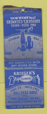 Matchbook Cover - Krieger's Dry Cleaners Cleveland OH BOBTAIL