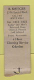 Matchbook Cover - Krieger's Dry Cleaners Cleveland OH BOBTAIL