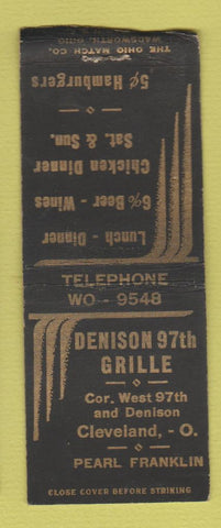 Matchbook Cover - Denison 97th Grille Cleveland OH BOBTAIL