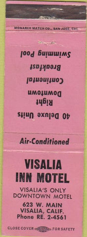 Matchbook Cover - Visalia Inn Motel CA pink
