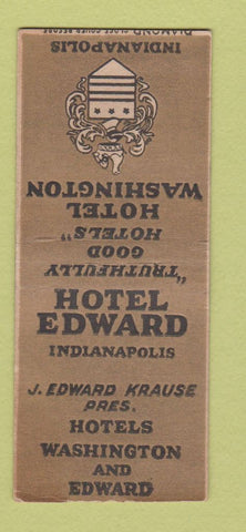 Matchbook Cover - Hotel Washington Indianapolis IN DQ BOBTAIL