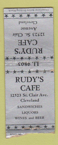 Matchbook Cover - Rudy's Cafe Cleveland OH WEAR BOBTAIL