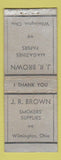 Matchbook Cover - JR Brown Smokers' Supply Wilmington OH BOBTAIL
