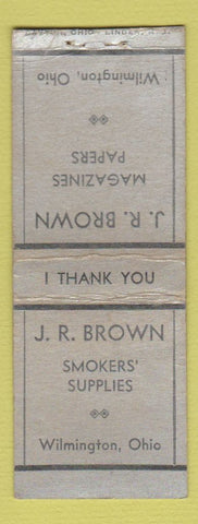 Matchbook Cover - JR Brown Smokers' Supply Wilmington OH BOBTAIL
