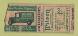 Matchbook Cover - Wilson Cleaning Dyeing Hartford CT DQ WORN BOBTAIL