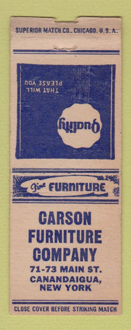 Matchbook Cover - Carson Furniture Company Canandaigua NY BOBTAIL