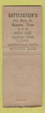Matchbook Cover - Knox Hats Battlestein's Houston TX clothes BOBTAIL