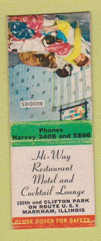 Matchbook Cover - Hi Way Restaurant Markham IL motel BOBTAIL