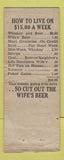 Matchbook Cover - Johnson's Tap Room Brisben NY pinup WORN BOBTAIL