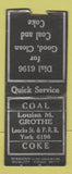 Matchbook Cover - Louisa Grothe Coal DQ York PA WEAR BOBTAIL