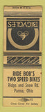 Matchbook Cover - Bob's Bicycles Parma OH WEAR BOBTAIL
