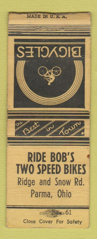 Matchbook Cover - Bob's Bicycles Parma OH WEAR BOBTAIL
