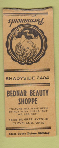 Matchbook Cover - Bednar Beauty Shoppe Salon Cleveland OH BOBTAIL