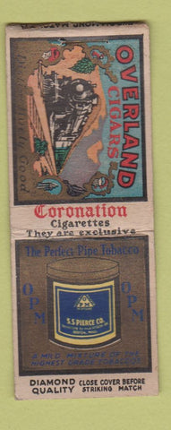 Matchbook Cover - Overland Cigars SS Pierce Pipe Tobacco DQ BOBTAIL