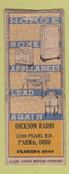 Matchbook Cover - Hickson Radio Norge Appliance Parma OH WORN BOBTAIL