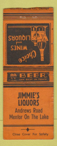 Matchbook Cover - Jimmie's Liquors Mentor OH BOBTAIL