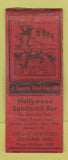 Matchbook Cover - Hollywood Sandwich Bar Cleveland OH WORN BOBTAIL