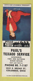 Matchbook Cover - Paul's Texaco oil gas Columbus OH pinup BOBTAIL