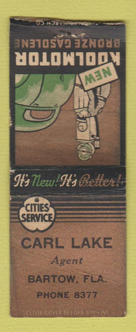 Matchbook Cover - Cities oil gas Carl Lake Bartow FL BOBTAIL