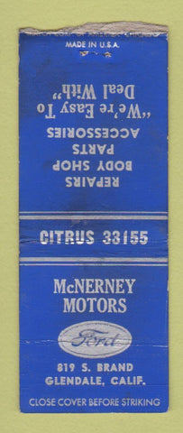 Matchbook Cover - McNerney Ford Glendale CA WEAR BOBTAIL
