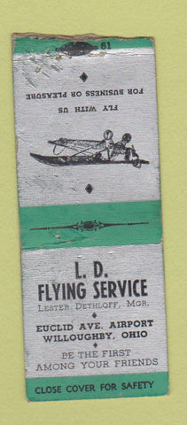Matchbook Cover - LD Flying Service Willoughby OH WORN BOBTAIL