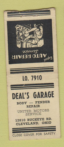Matchbook Cover - Deal's Garage Cleveland OH BOBTAIL
