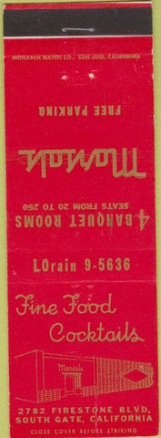 Matchbook Cover - Marsols Restaurant South Gate CA