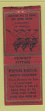 Matchbook Cover - Piper Bros Men's Clothes  Cleveland OH WORN BOBTAIL