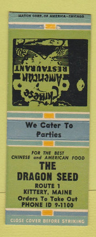 Matchbook Cover - The Dragon Seed Chinese Restaurant Kittery ME BOBTAIL