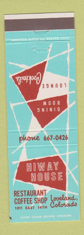 Matchbook Cover - Hiway House Loveland Colorado