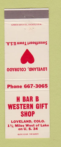 Matchbook Cover - H Bar B Western Gift Shop Loveland Colorado