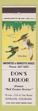 Matchbook Cover - Don's Liquor Loveland Colorado