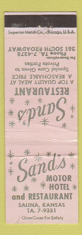 Matchbook Cover - Sand's Restaurant Salina KS WEAR