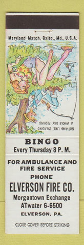 Matchbook Cover - Elverson Fire Company PA hillbilly bingo