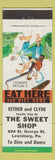Matchbook Cover - The Sweet Shop Lewisburg PA hillbilly