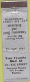 Matchbook Cover - Commerical Hotel Restaurant Sacramento CA WEAR