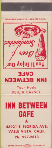 Matchbook Cover - Inn Between Cafe Valle Vista CA