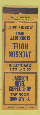 Matchbook Cover - Jackson Hotel Sioux City IA