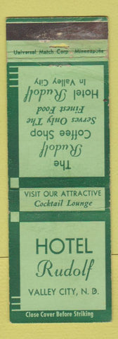 Matchbook Cover - Hotel Rudolf Valley City ND WORN