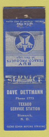 Matchbook Cover - Dave Dettmann Texaco oil gas Bismarck ND WEAR