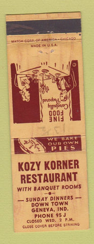 Matchbook Cover - Kozy Korner Restaurant Geneva IN