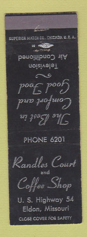 Matchbook Cover - Randles Court Motel Coffee Shop Eldon MO