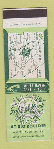 Matchbook Cover - Split Rock Lodge Club White Haven PA