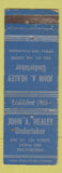Matchbook Cover - John Healey Undertader Funeral Philadelphia PA WEAR
