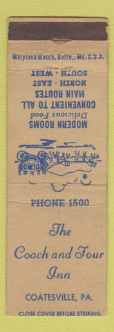 Matchbook Cover - The Coach and Four Inn Coatesville PA