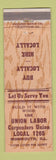 Matchbook Cover - Union Labor Carpenters Union Monmouth IL
