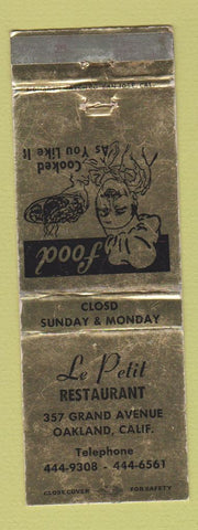 Matchbook Cover - Le Petit Restaurant Oakland CA WEAR