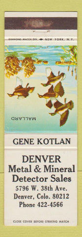 Matchbook Cover - Denver Metal and Mineral Detectors Colorado