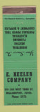 Matchbook Cover - E Keeler Heating Plumbing Electrical Supply Williamsport PA