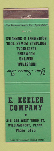 Matchbook Cover - E Keeler Heating Plumbing Electrical Supply Williamsport PA
